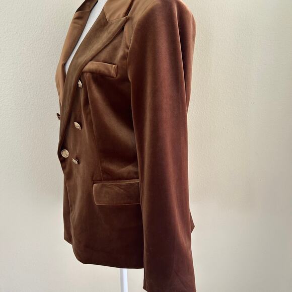 Choklate Paris Blazer Ladies Velvet Double Breasted Bronze SZ42/10 Classic - Picture 3 of 12